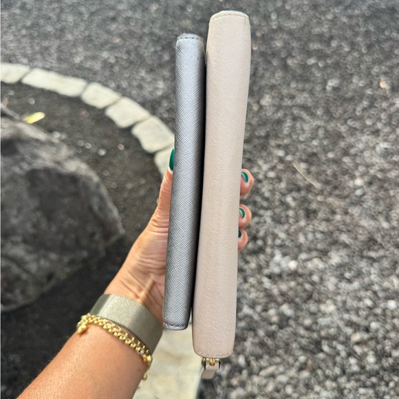 Kate Spade Wallet Bundle Zip Around + Bifold Saffiano Leather Neutral - Picture 9 of 9